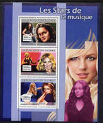 Guinea - Conakry 2007 Female Music Stars perf sheetlet containing 3 values (Norah Jones, Madonna, Britney Spears) unmounted mint