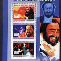Guinea - Conakry 2007 Luciano Pavarotti perf sheetlet containing 3 values unmounted mint