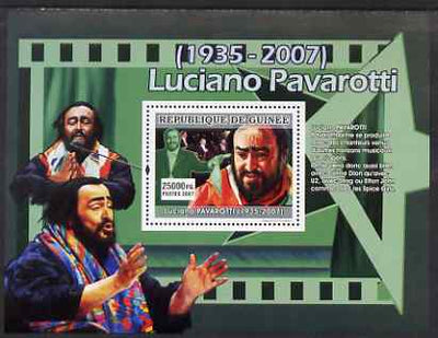 Guinea - Conakry 2007 Luciano Pavarotti (Pavarotti loved to produce..) perf souvenir sheet unmounted mint
