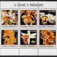 St Thomas & Prince Islands 2003 Mushrooms and Orchids perf sheetlet containing 6 values unmounted mint Mi 1995-2000