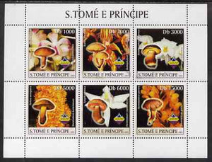 St Thomas & Prince Islands 2003 Mushrooms and Orchids perf sheetlet containing 6 values unmounted mint Mi 1995-2000