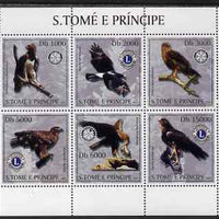 St Thomas & Prince Islands 2003 Birds of Prey (with Rotary & Lions International symbols) perf sheetlet containing 6 values unmounted mint Mi 2073-78