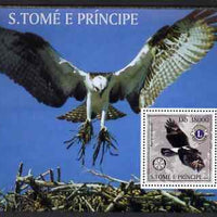 St Thomas & Prince Islands 2003 Birds of Prey (with Rotary & Lions Internationsl symbols) perf souvenir sheet unmounted mint Mi Bl 1438