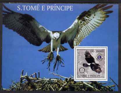 St Thomas & Prince Islands 2003 Birds of Prey (with Rotary & Lions Internationsl symbols) perf souvenir sheet unmounted mint Mi Bl 1438