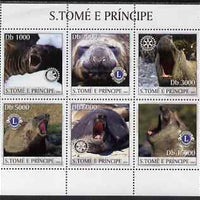 St Thomas & Prince Islands 2003 Seals (with Rotary & Lions International symbols) perf sheetlet containing 6 values unmounted mint Mi 2142-47