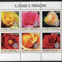 St Thomas & Prince Islands 2003 Roses (with Rotary symbol) perf sheetlet containing 6 values unmounted mint Mi 2031-36