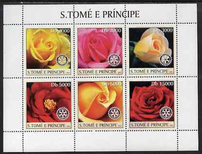 St Thomas & Prince Islands 2003 Roses (with Rotary symbol) perf sheetlet containing 6 values unmounted mint Mi 2031-36