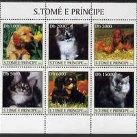 St Thomas & Prince Islands 2003 Cats & Dogs (puppy sniffing flower) perf sheetlet containing 6 values unmounted mint Mi 2118-23