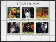 St Thomas & Prince Islands 2003 Cats & Dogs (puppy sniffing flower) perf sheetlet containing 6 values unmounted mint Mi 2118-23