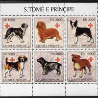 St Thomas & Prince Islands 2003 Dogs (with Red Cross symbol) perf sheetlet containing 6 values unmounted mint Mi 2130-35