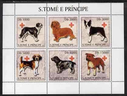 St Thomas & Prince Islands 2003 Dogs (with Red Cross symbol) perf sheetlet containing 6 values unmounted mint Mi 2130-35
