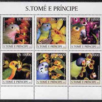 St Thomas & Prince Islands 2003 Parrots & Orchids perf sheetlet containing 6 values unmounted mint Mi 2085-90