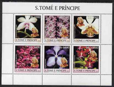 St Thomas & Prince Islands 2003 Orchids (with Marilyn Monroe) perf sheetlet containing 6 values unmounted mint Mi 2043-48