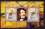 Congo 2008 Explorers of Africa #1 - David Livingstone perf sheetlet containing 3 values cto used