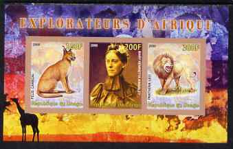 Congo 2008 Explorers of Africa #3 - Mary Henrietta KIngsley imperf sheetlet containing 3 values unmounted mint