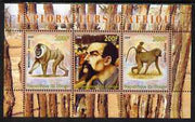 Congo 2008 Explorers of Africa #5 - Richard Burton perf sheetlet containing 3 values unmounted mint