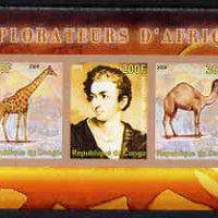 Congo 2008 Explorers of Africa #6 - Richard Lemon Lander imperf sheetlet containing 3 values unmounted mint