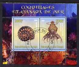 Congo 2008 Shells & Marine Life #1 perf sheetlet containing 2 values cto used