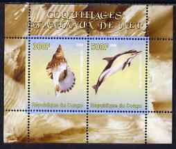 Congo 2008 Shells & Marine Life #2 perf sheetlet containing 2 values unmounted mint