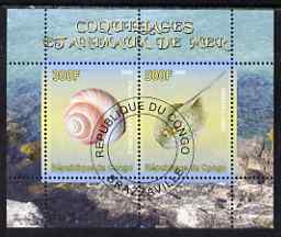 Congo 2008 Shells & Marine Life #3 perf sheetlet containing 2 values cto used