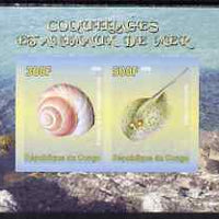 Congo 2008 Shells & Marine Life #3 imperf sheetlet containing 2 values unmounted mint