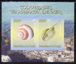 Congo 2008 Shells & Marine Life #3 imperf sheetlet containing 2 values unmounted mint