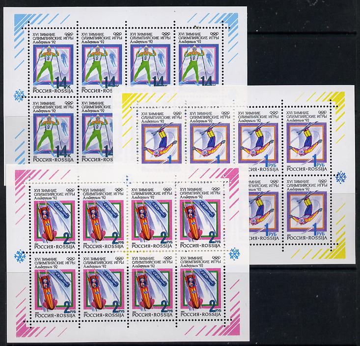 Russia 1992 Albertville Winter Olympics set of 3 sheetlets each containing block of 8 unmounted mint (SG 6311-13) Mi 220-22