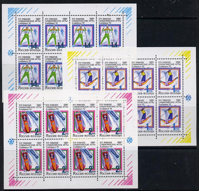 Russia 1992 Albertville Winter Olympics set of 3 sheetlets each containing block of 8 unmounted mint (SG 6311-13) Mi 220-22