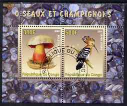 Congo 2008 Birds & Mushrooms #1 perf sheetlet containing 2 values cto used