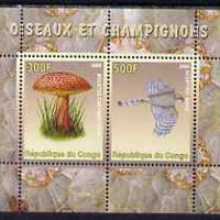Congo 2008 Birds & Mushrooms #3 perf sheetlet containing 2 values unmounted mint