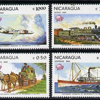 Nicaragua 1982 Universal Postal Union Membership Centenary (Mailcoach, Packet Steamer, Loco & Airliner) set of 4 unmounted mint, SG 2355-58
