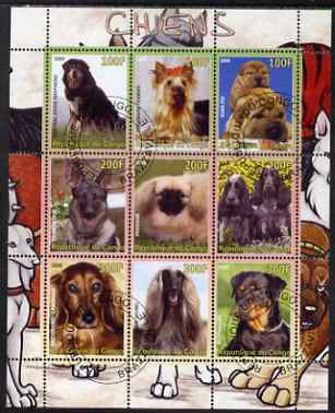 Congo 2008 Dogs perf sheetlet containing 9 values cto used