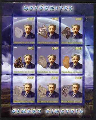 Congo 2008 Albert Einstein & Meteorites perf sheetlet containing 9 values unmounted mint