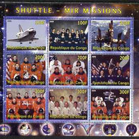 Congo 2008 Shuttle & Mir Space Station perf sheetlet containing 9 values unmounted mint