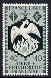 French Equatorial Africa 1941 Phoenix Bird rising from the Ashes 40c slate-green unmounted mint, SG 168