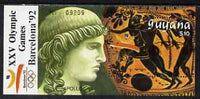 Guyana 1989 Barcelona Olympic Games $10 m/sheet (Running - detail of Black-figure Greek Pot & Statue Head) unmounted mint