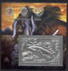 Mongolia 1993 Pre-historic Animals (Butterfly, Whale etc) 200T imperf souvenir sheet embossed in silver on thin card inscribed Service Organizations (also showing Horses with Symbols for Lions International & Rotary)