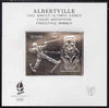Guyana 1992 Albertville Olympic Games $600 imperf souvenir sheet (Edgar Grospiron) embossed in silver on thin card (simulated perfs)