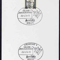 Postmark - West Germany 1974 postcard bearing 5pfg stamp with special cancellation for Helios Solar Probe