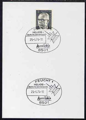 Postmark - West Germany 1974 postcard bearing 5pfg stamp with special cancellation for Helios Solar Probe