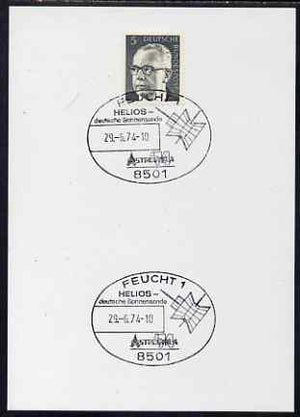 Postmark - West Germany 1974 postcard bearing 5pfg stamp with special cancellation for Helios Solar Probe
