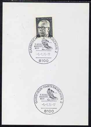 Postmark - West Germany 1976 postcard bearing 5pfg stamp with special cancellation for 19th International Winter Sport Week
