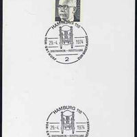 Postmark - West Germany 1974 postcard bearing 5pfg stamp with special cancellation for Philatelic Exhibition showing proofing press