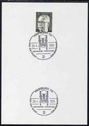 Postmark - West Germany 1974 postcard bearing 5pfg stamp with special cancellation for Philatelic Exhibition showing proofing press