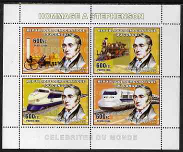 Congo 2006 George Stephenson perf sheetlet containing 4 values, unmounted mint