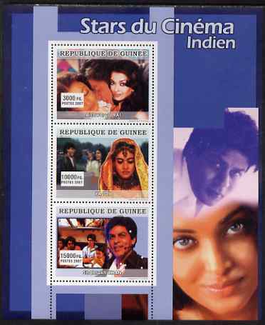 Guinea - Conakry 2007 Indian Film Stars perf sheetlet containing 3 values unmounted mint