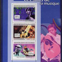 Guinea - Conakry 2007 Male Music Stars perf sheetlet containing 3 values Paul McCartney, Johnny Cash, Ray Charles) unmounted mint