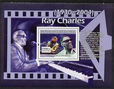 Guinea - Conakry 2007 Male Music Stars perf souvenir sheet (Ray Charles) unmounted mint