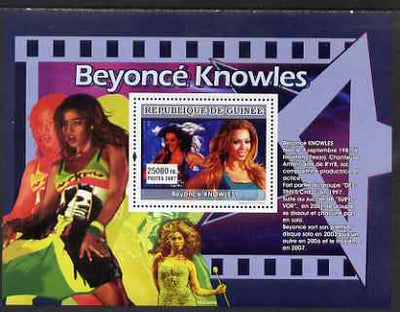 Guinea - Conakry 2007 Female Music Stars perf souvenir sheet (Beyonce Knowles) unmounted mint
