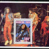 Burkina Faso 1995 Showbiz - 500f Bob Marley perf m/sheet unmounted mint